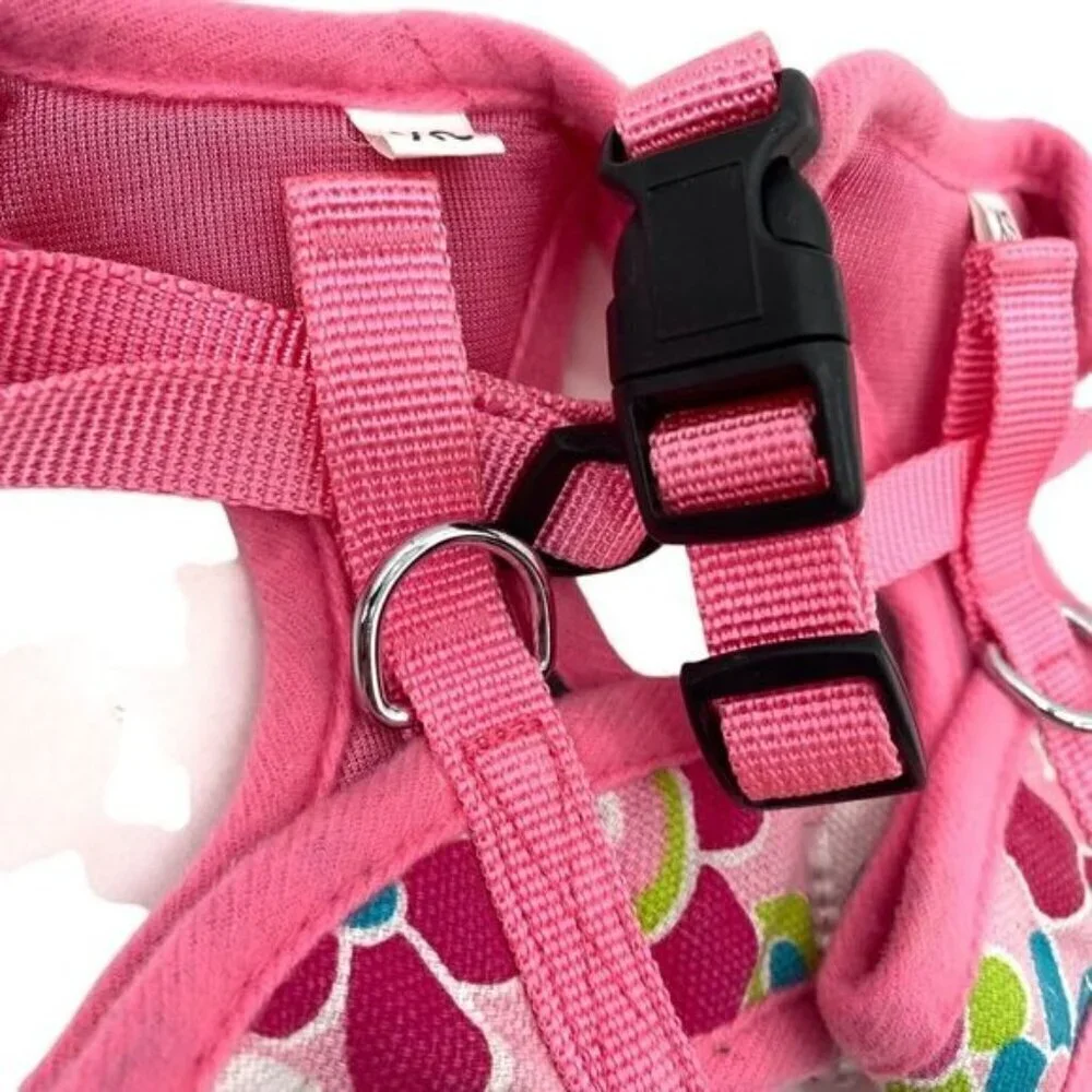 Dog Harness Set Of 2 Pink Floral Mod Print XS Flaw